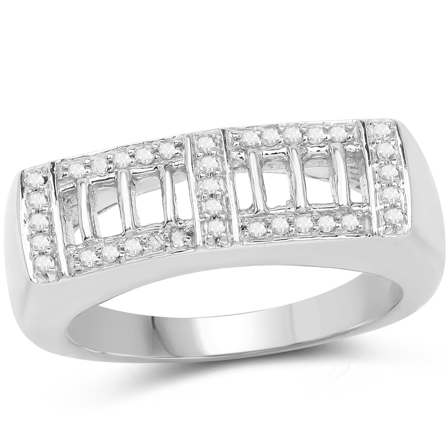14K Yellow Gold Plated 0.19 Carat Genuine White Diamond .925 Sterling Silver Ring Bids.com
