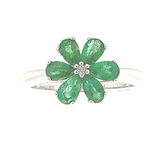 Genuine 1.14ct Emerald Zircon Ring Sterling Silver Bids.com