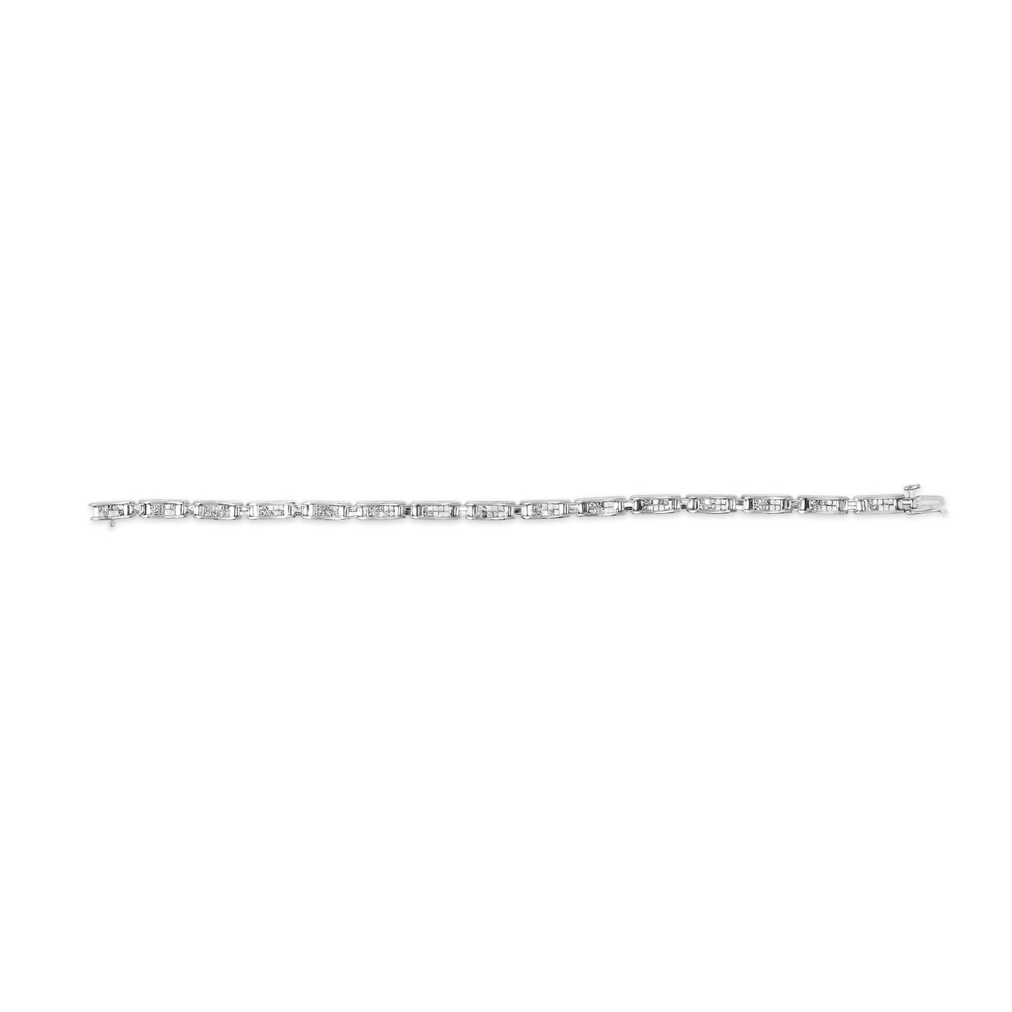 14K White Gold 2.0 Cttw Baguette and Princess-Cut Diamond Tennis Bracelet (H-I Color, SI1-SI2 Clarity) - 7" Bids.com