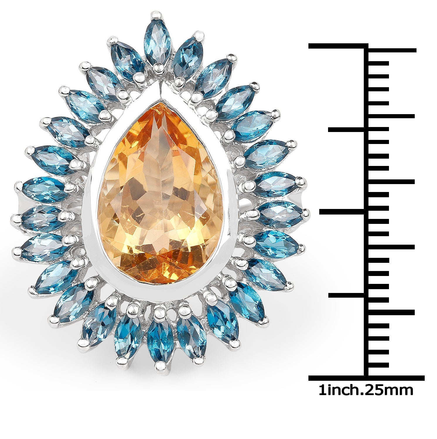 7.54 Carat Genuine Citrine & London Blue Topaz .925 Sterling Silver Ring Bids.com