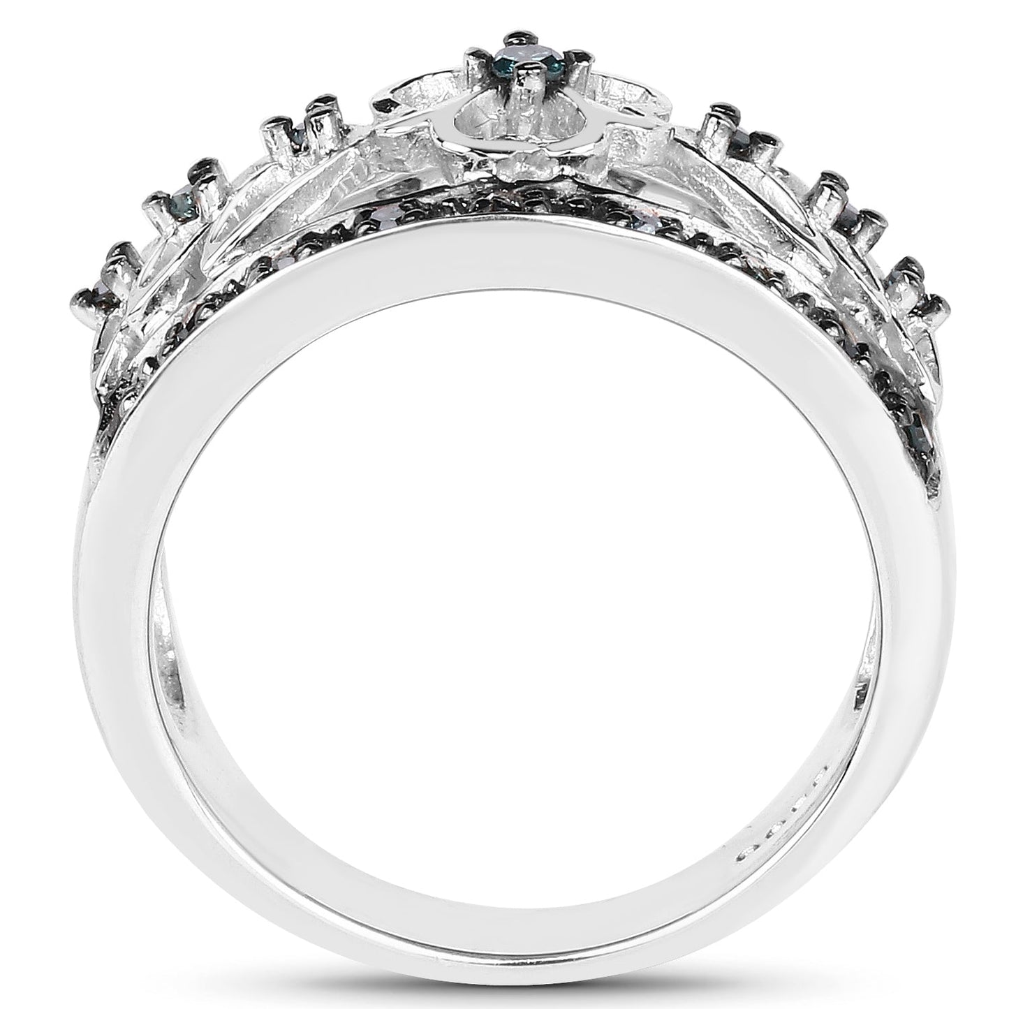 0.31 Carat Genuine Blue Diamond .925 Sterling Silver Ring Bids.com