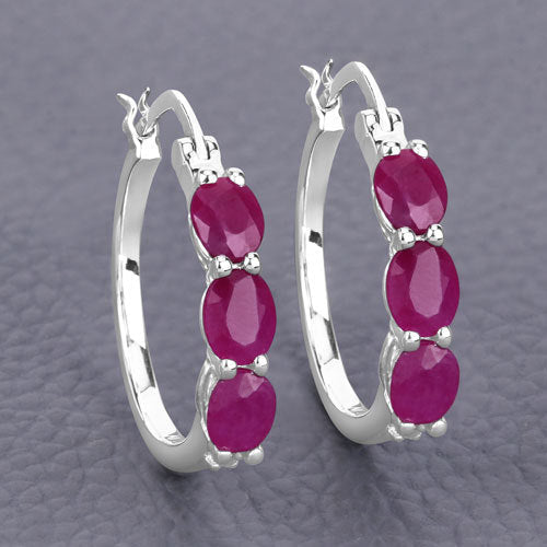1.81 Carat Genuine Ruby and White Diamond .925 Sterling Silver Earrings Bids.com