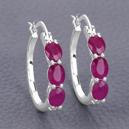 1.81 Carat Genuine Ruby and White Diamond .925 Sterling Silver Earrings Bids.com