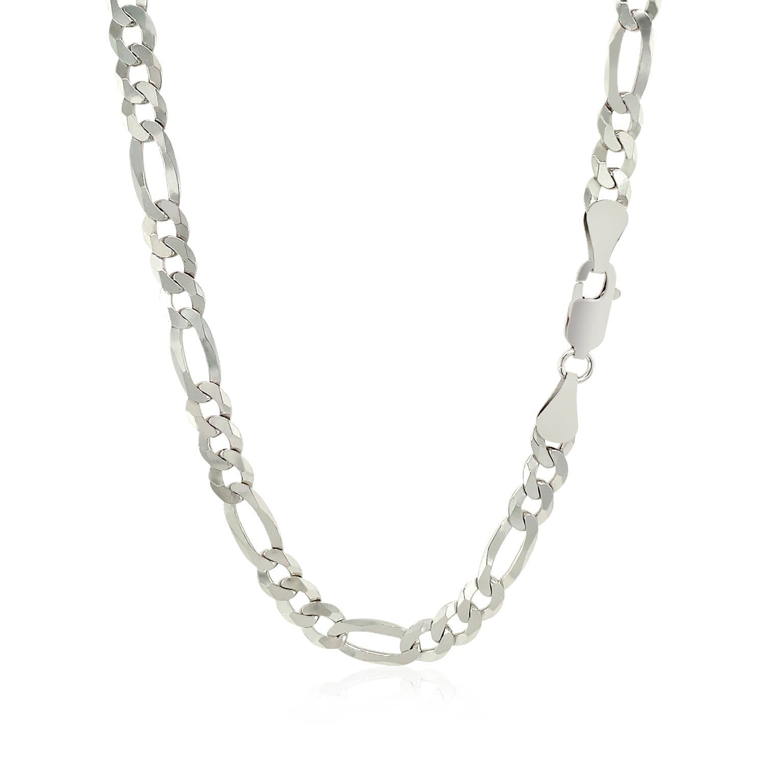 Rhodium Plated 5.5mm Sterling Silver Figaro Style Chain Bids.com
