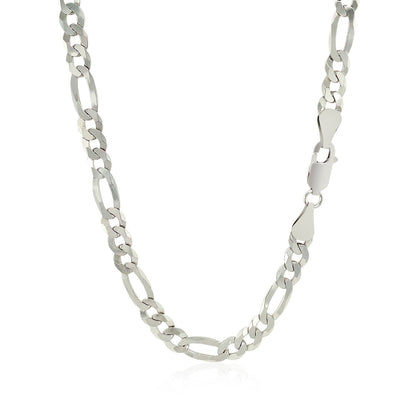 Rhodium Plated 5.5mm Sterling Silver Figaro Style Chain Bids.com