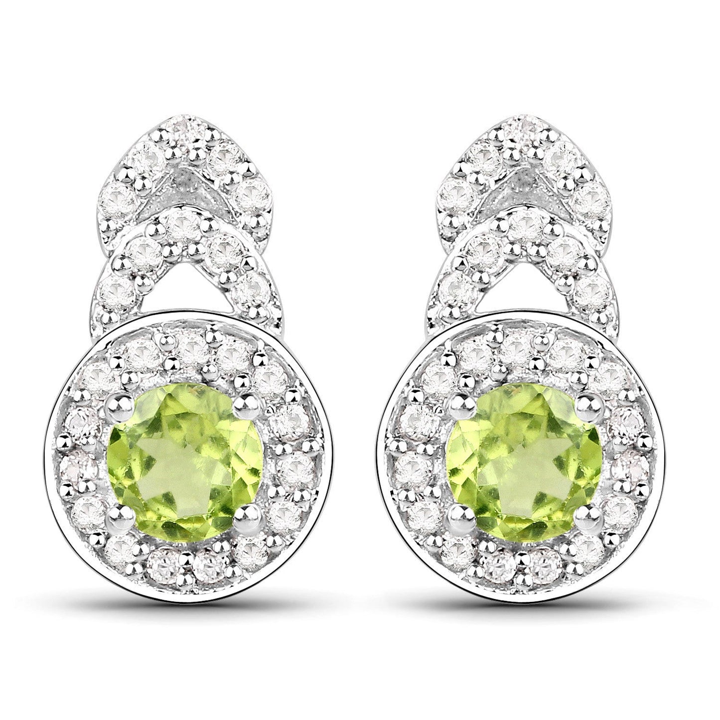 2.68 Carat Genuine Peridot and White Topaz .925 Sterling Silver Jewelry Set Bids.com