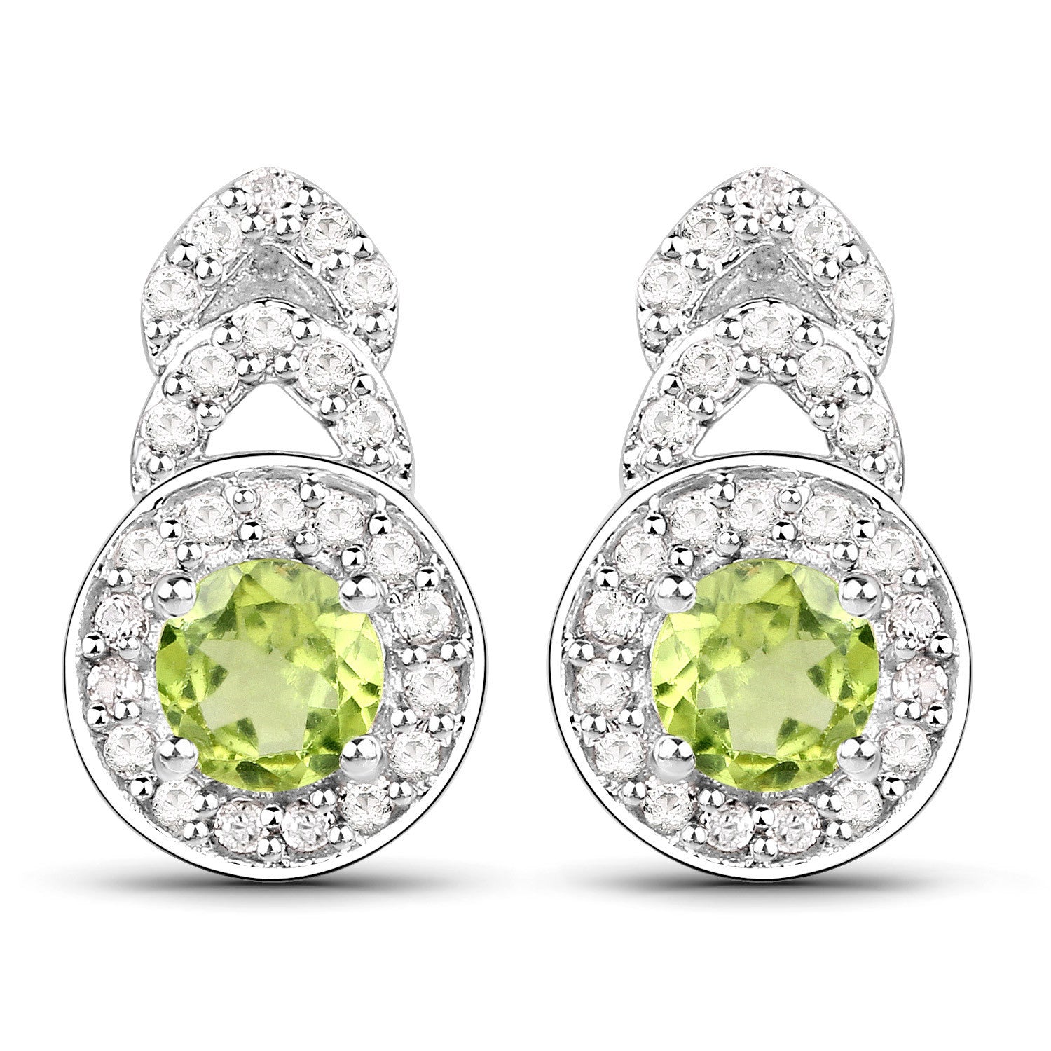 2.68 Carat Genuine Peridot and White Topaz .925 Sterling Silver Jewelry Set Bids.com