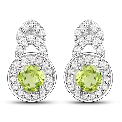 2.68 Carat Genuine Peridot and White Topaz .925 Sterling Silver Jewelry Set Bids.com
