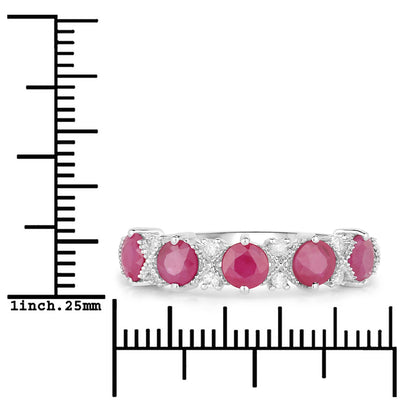 1.61 Carat Genuine Ruby and White Diamond 14K White Gold Ring Bids.com
