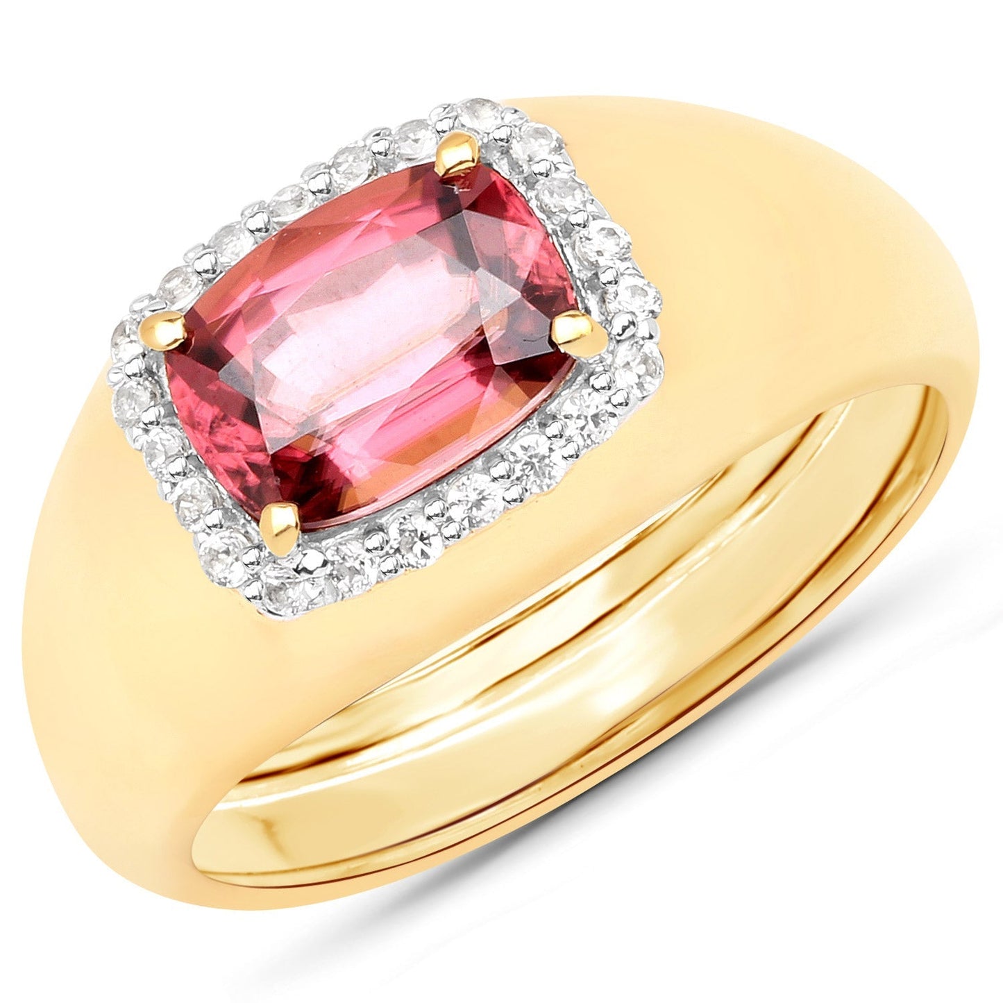 2.60 Carat Genuine Pink Zircon and White Zircon .925 Sterling Silver Ring Bids.com