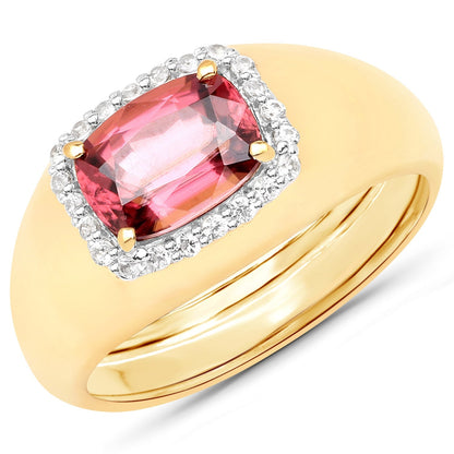 2.60 Carat Genuine Pink Zircon and White Zircon .925 Sterling Silver Ring Bids.com
