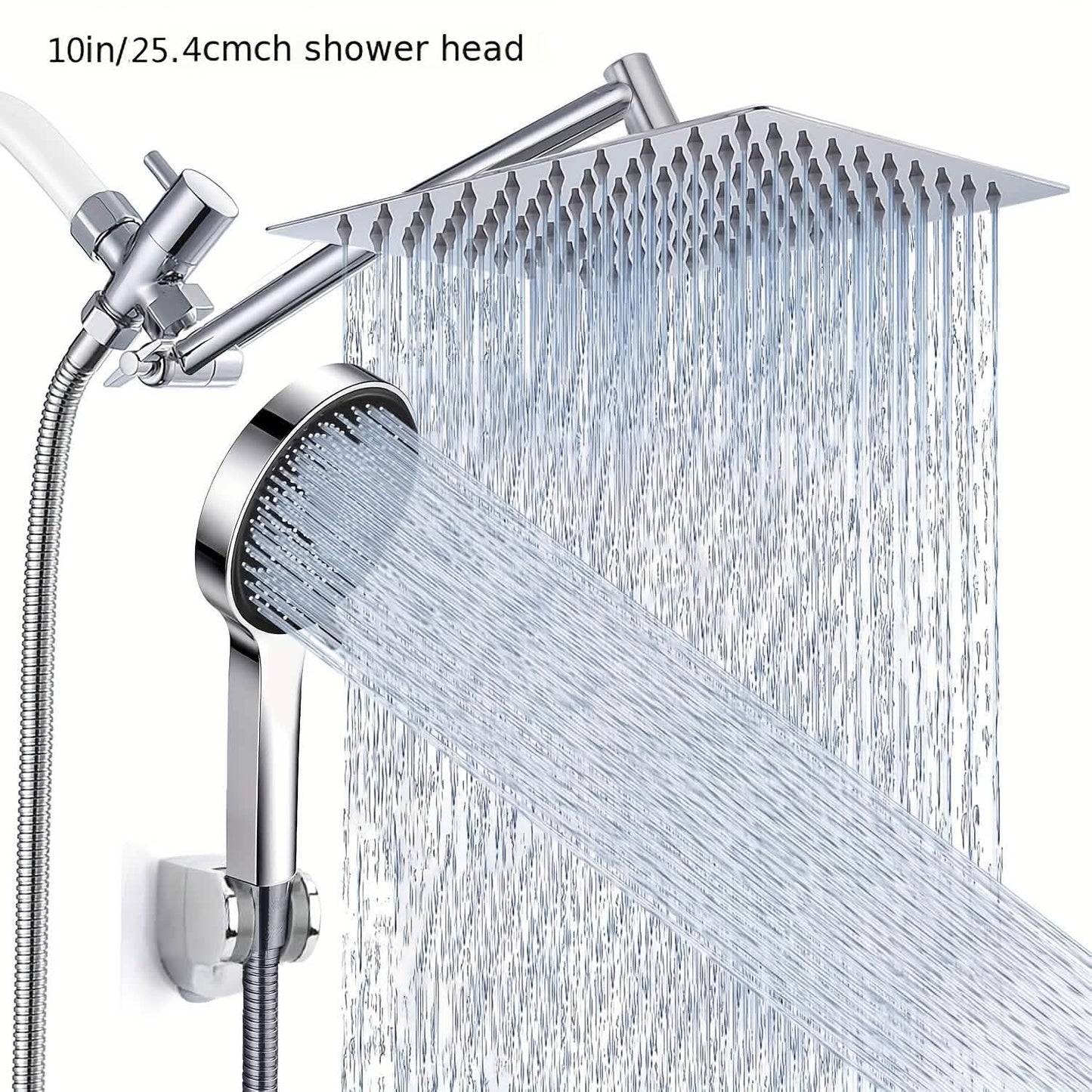 High Pressure Rainfall & Handheld Shower Head – Adjustable, Chrome/Black DailySale