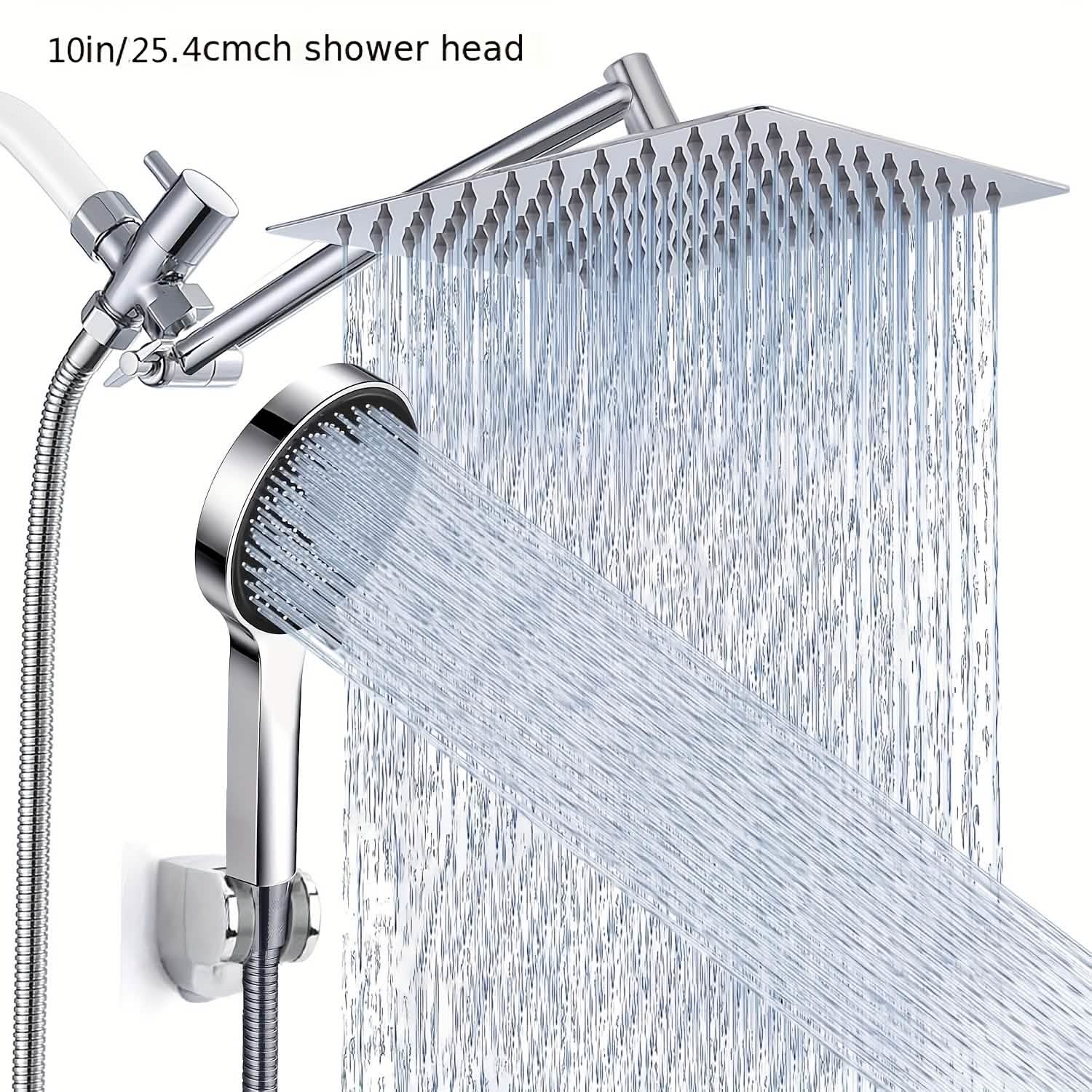 High Pressure Rainfall & Handheld Shower Head – Adjustable, Chrome/Black DailySale