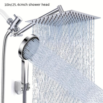 High Pressure Rainfall & Handheld Shower Head – Adjustable, Chrome/Black DailySale