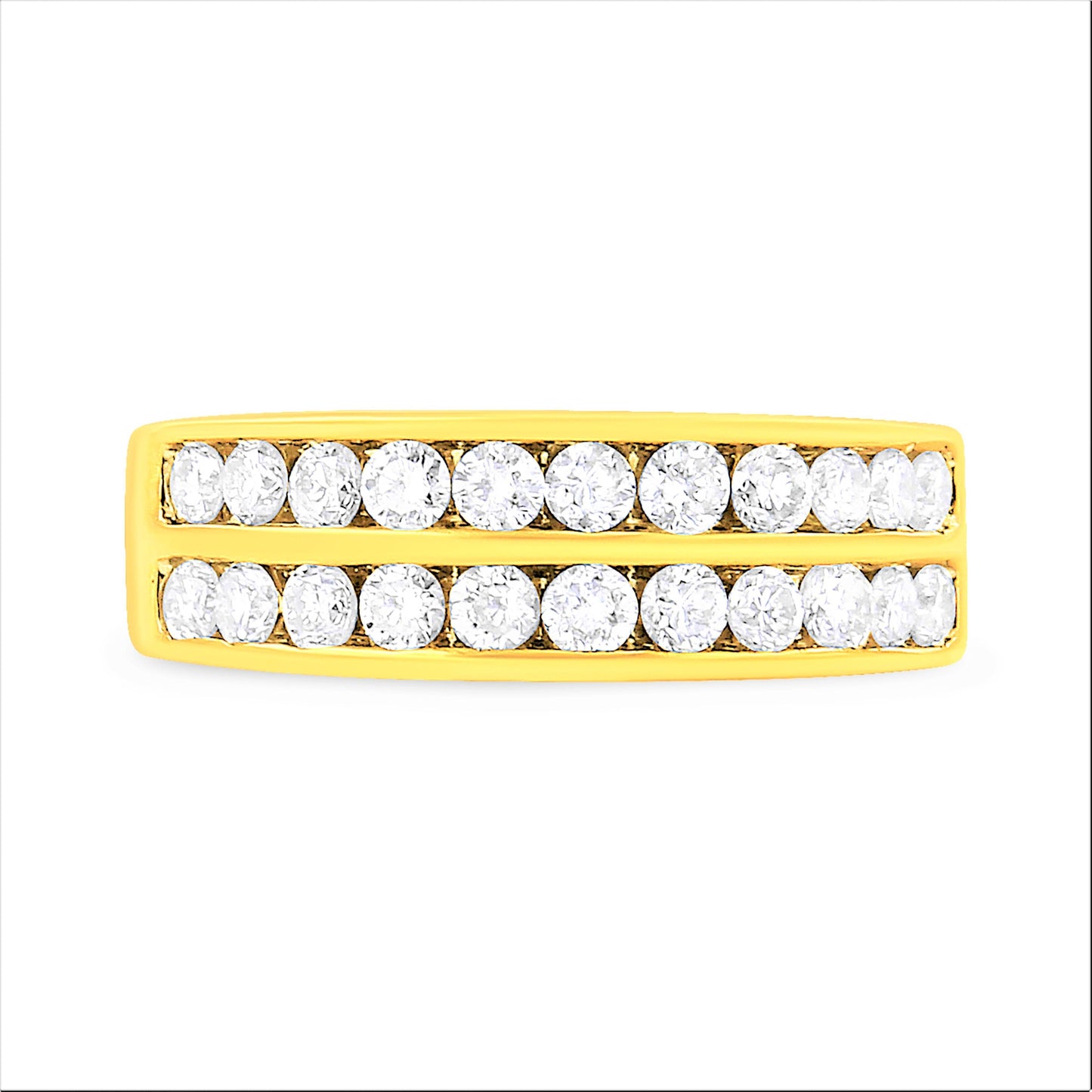 10K Yellow Gold Two-Row Diamond Band Ring (1 Cttw, J-K Color, I1-I2 Clarity) - Size 6 Bids.com