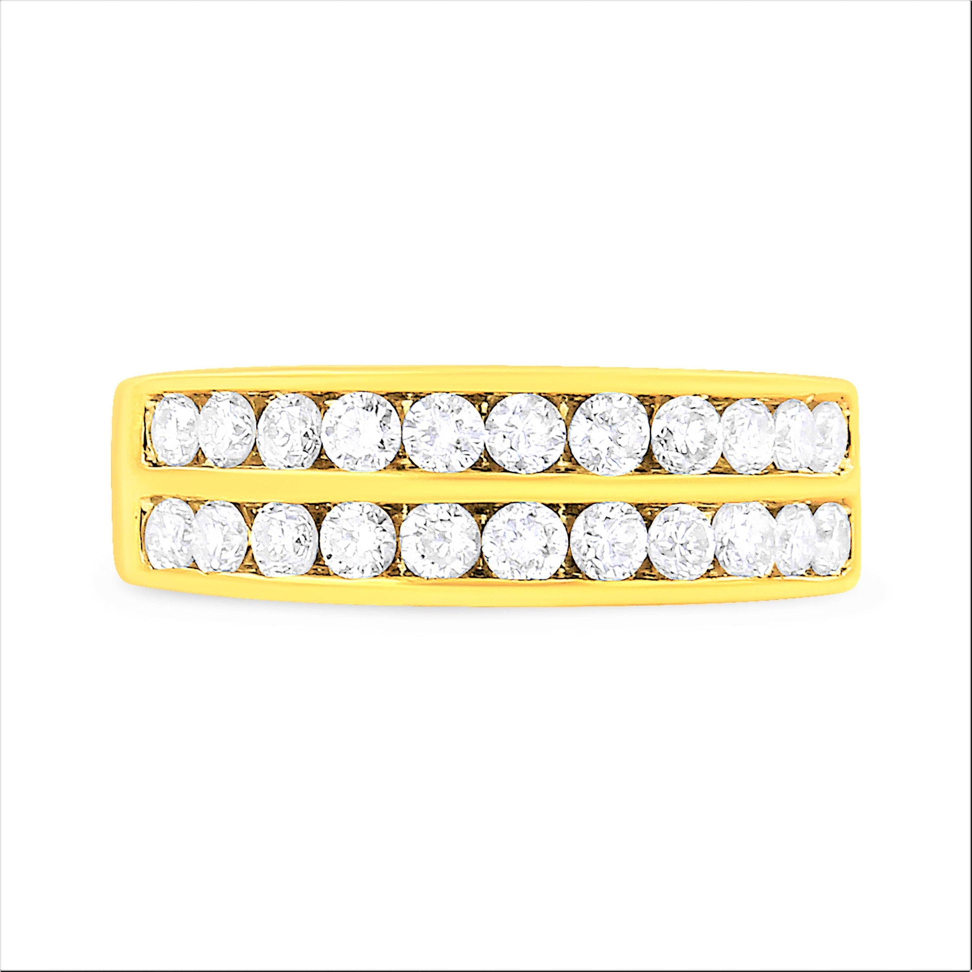 10K Yellow Gold Two-Row Diamond Band Ring (1 Cttw, J-K Color, I1-I2 Clarity) - Size 6 Bids.com