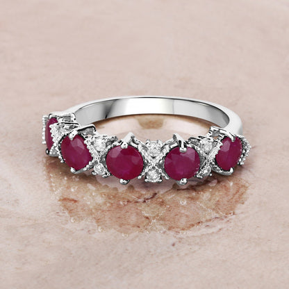 1.61 Carat Genuine Ruby and White Diamond 14K White Gold Ring Bids.com