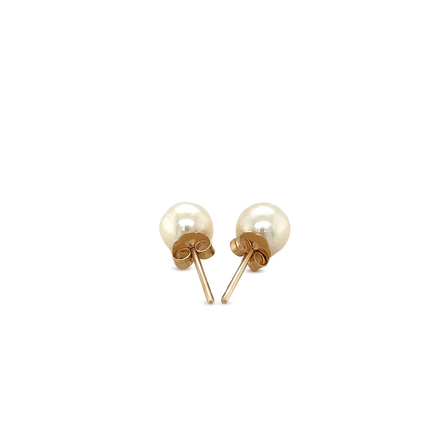 14k Yellow Gold Freshwater Cultured White Pearl Stud Earrings (6.0 mm) Bids.com
