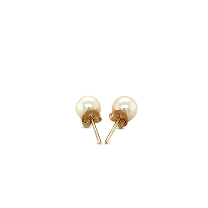 14k Yellow Gold Freshwater Cultured White Pearl Stud Earrings (6.0 mm) Bids.com