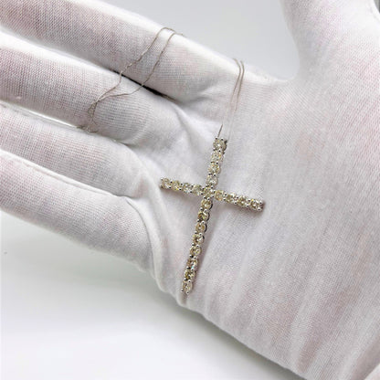 .925 Sterling Silver 4.0 Cttw Diamond 2-1/4" Cross Pendant with Box Chain Necklace (I-J Color, I1-I2 Clarity) - 18" Bids.com
