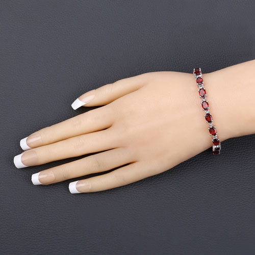 15.30 Carat Genuine Garnet .925 Sterling Silver Bracelet Bids.com