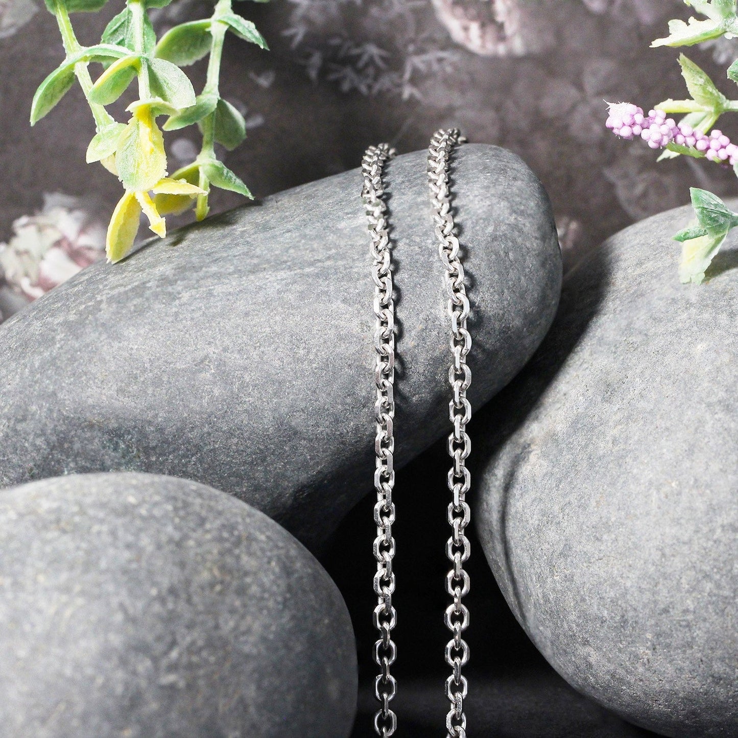 14k White Gold Diamond Cut Cable Link Chain (2.90 mm) Bids.com
