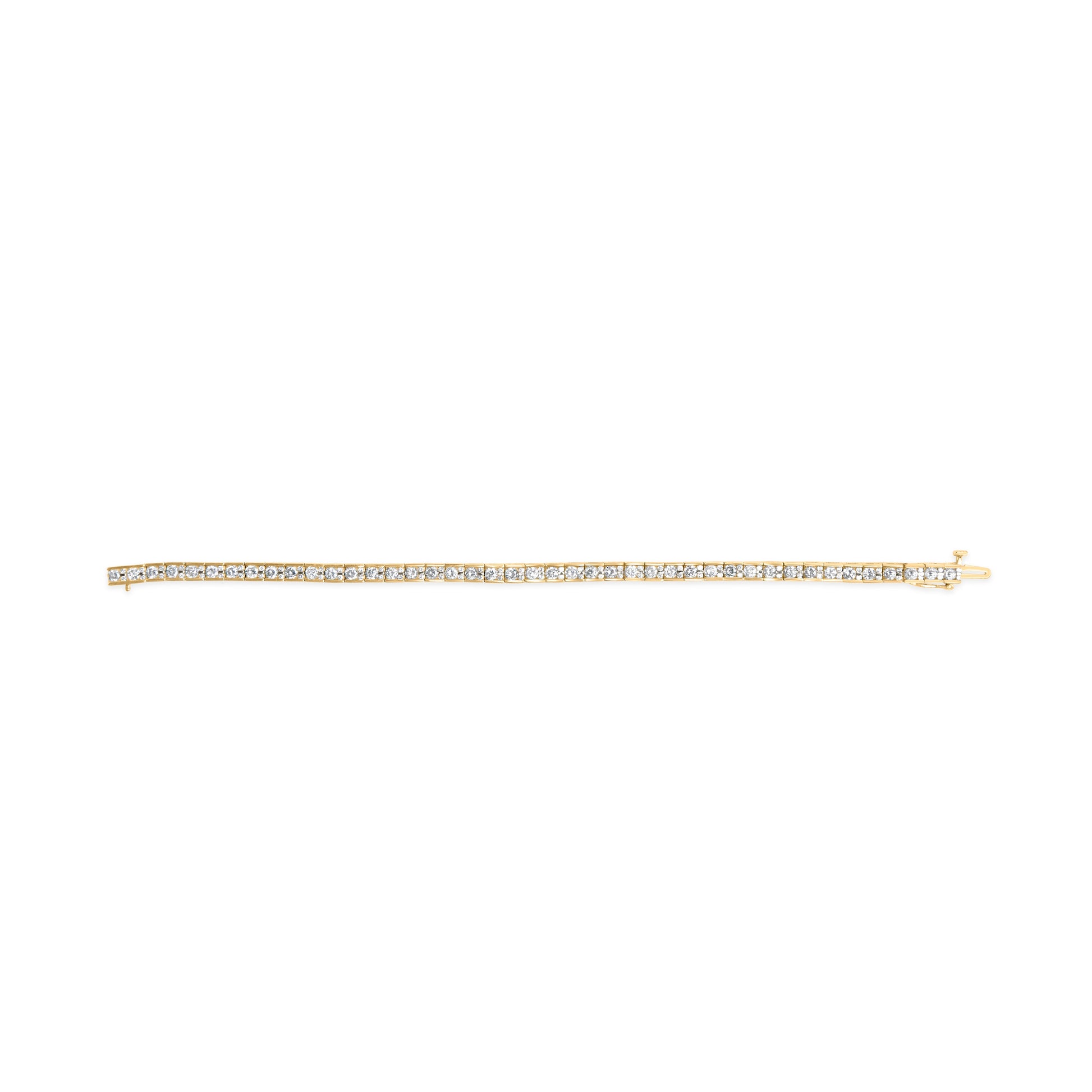 10K Yellow Gold 4.00 Cttw Channel Set Round Diamond Tennis 7" Bracelet (J-K Color, I1-I2 Clarity) Bids.com
