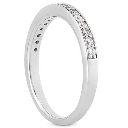 14k White Gold Pave Diamond Wedding Ring Band Set 1/2 Around Bids.com