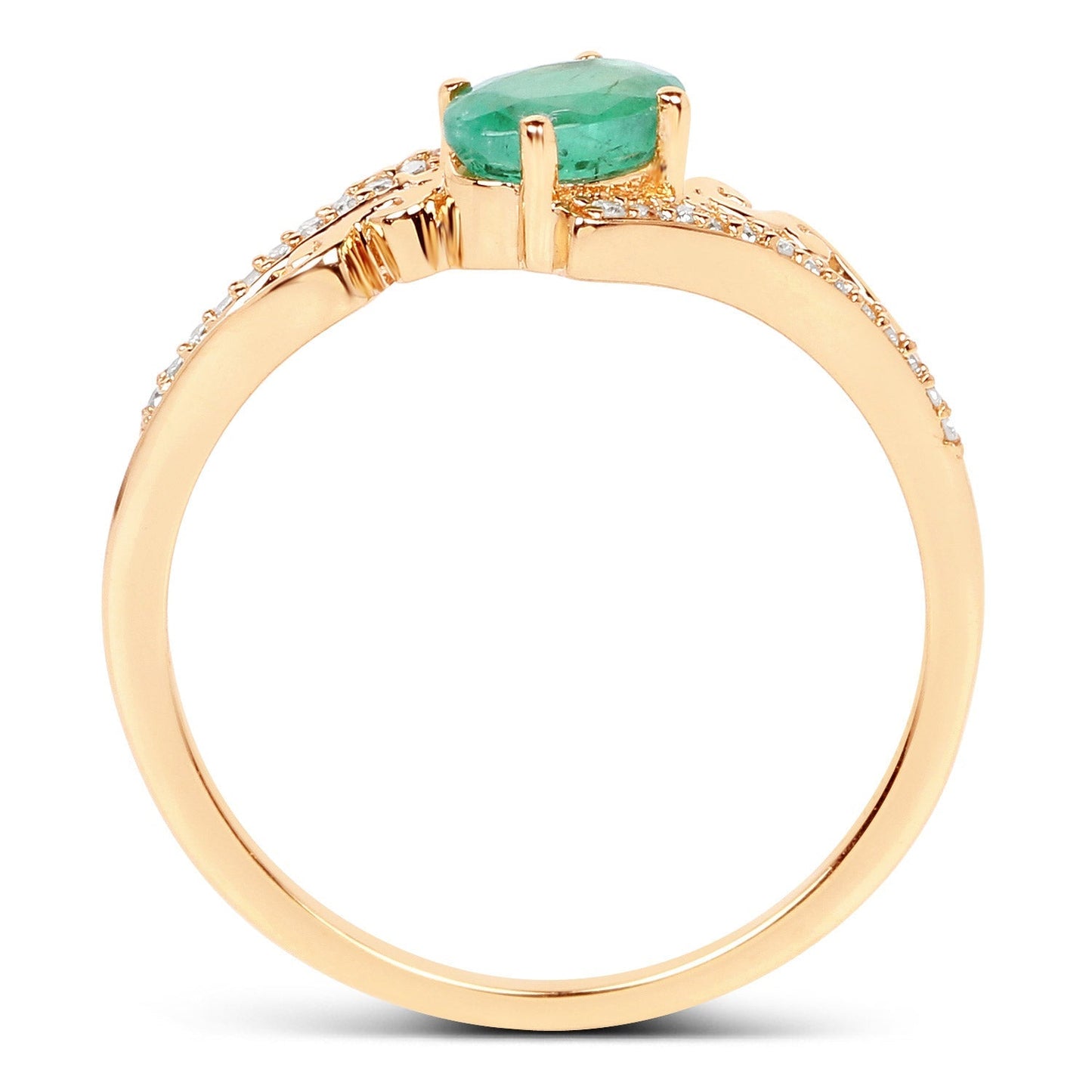 0.51 Carat Genuine Zambian Emerald and White Diamond 14K Yellow Gold Ring Bids.com