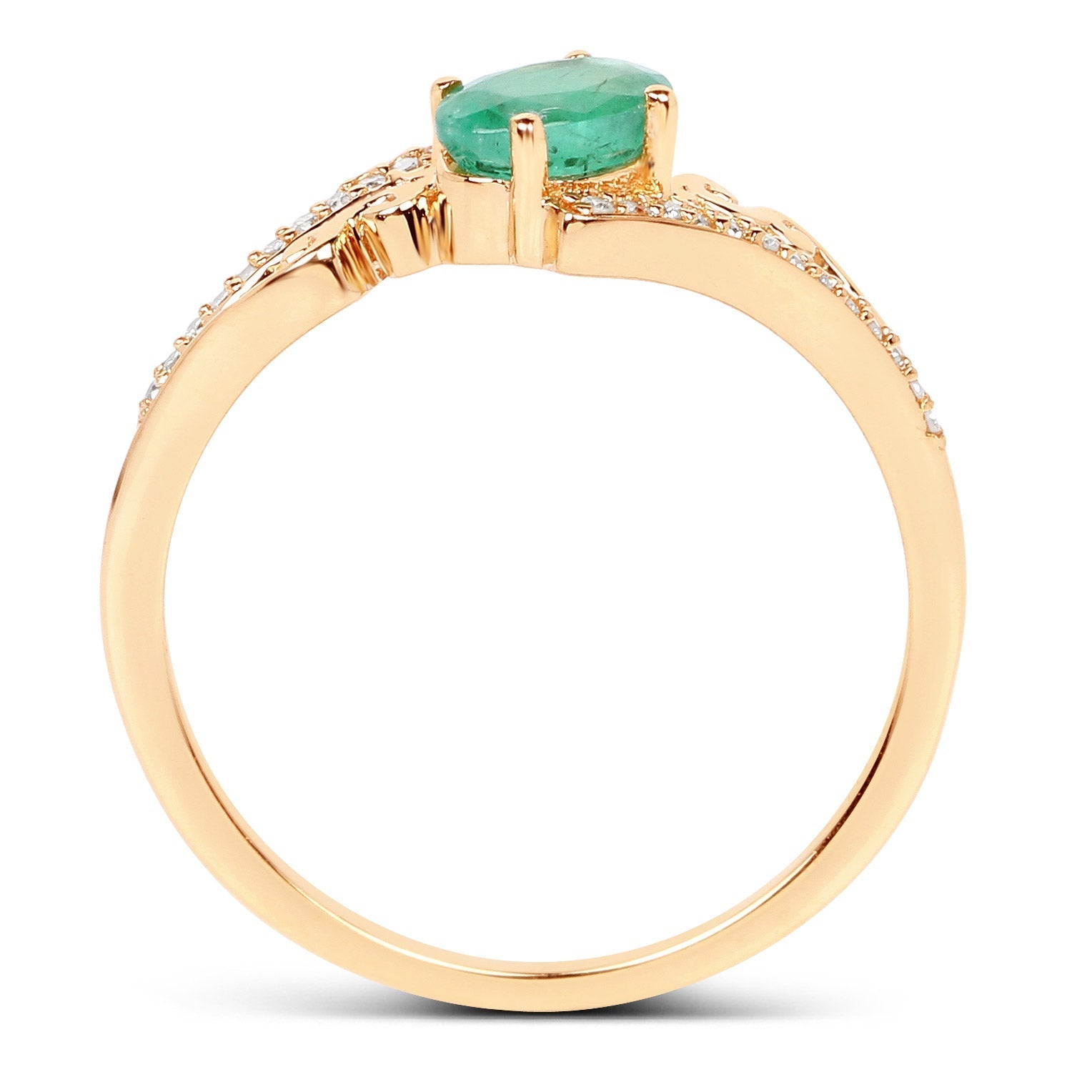 0.51 Carat Genuine Zambian Emerald and White Diamond 14K Yellow Gold Ring Bids.com