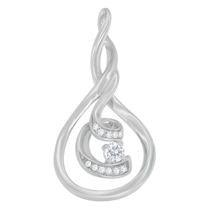 Espira 10K White Gold 1/8 cttw Round Cut Diamond Layered Spiral Pendant Necklace (I-J, I1-I2) Bids.com