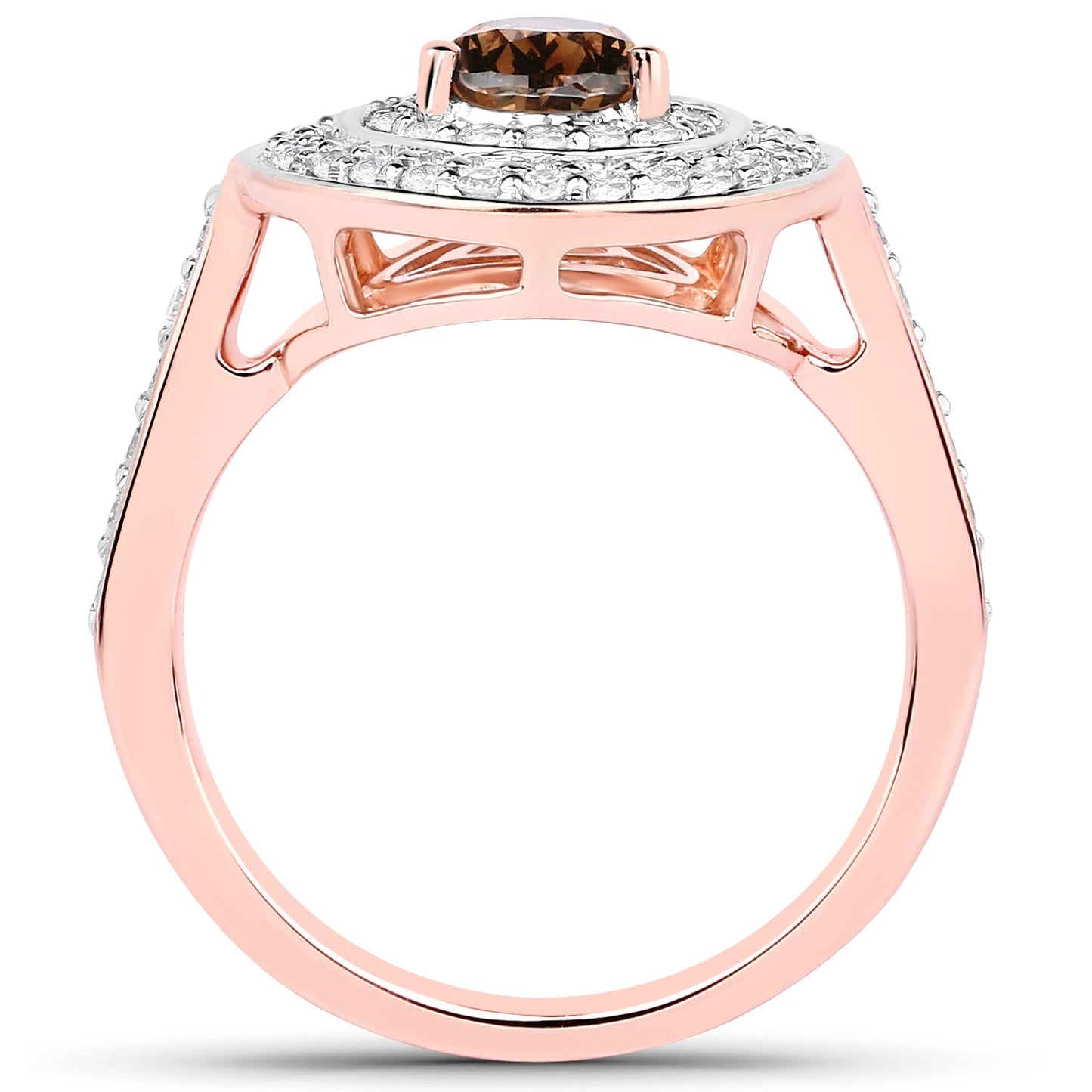 1.64 Carat Genuine Chocolate Brown Diamond and White Diamond 18K Rose Gold Ring Bids.com