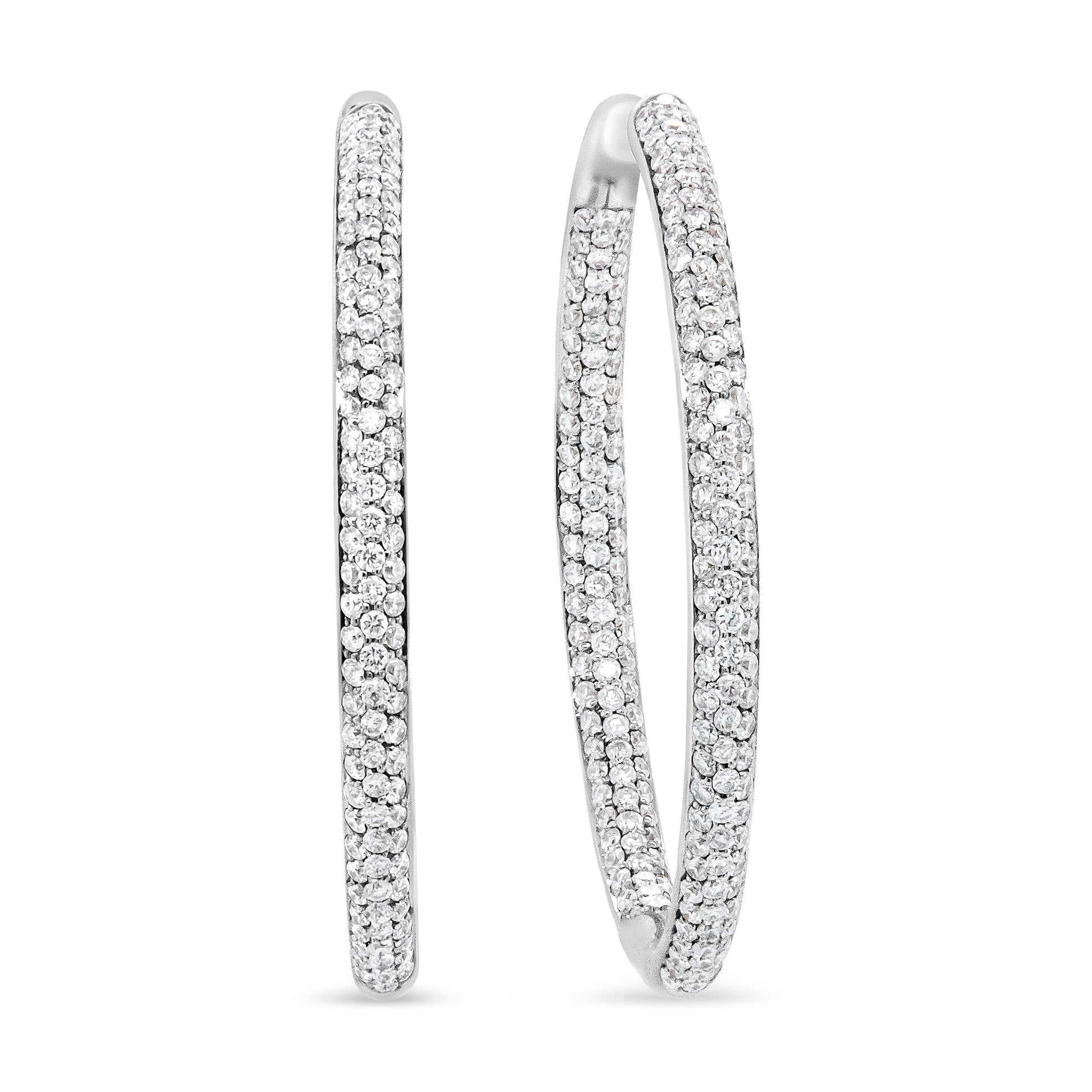 18K White Gold 2.00 Cttw Round-Cut Diamond Inner-Outer Hoop Earrings (F-G Color, VS1-VS2 Clarity) Bids.com