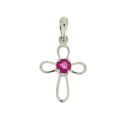 .22ct Ruby Cross Religious Pendant 10KT White Gold Bids.com