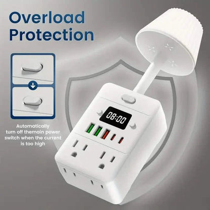 11-in-1 Multifunctional Power Strip with Desk Lamp, Clock, USB Ports & Surge Protection DailySale
