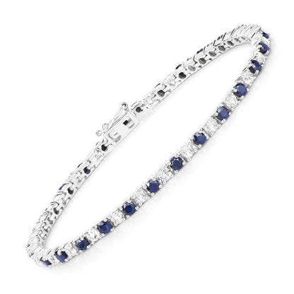 6.87 ct. t.w. Blue Sapphire and White Topaz Bracelet in Sterling Silver Bids.com