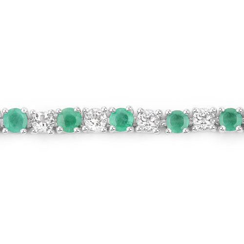 5.77 Carat Genuine Emerald and White Topaz .925 Sterling Silver Bracelet Bids.com