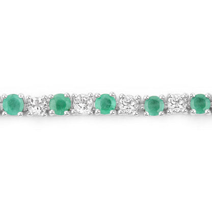 5.77 Carat Genuine Emerald and White Topaz .925 Sterling Silver Bracelet Bids.com