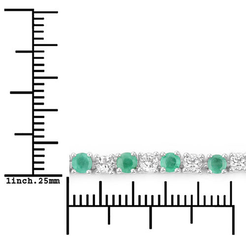 5.77 Carat Genuine Emerald and White Topaz .925 Sterling Silver Bracelet Bids.com