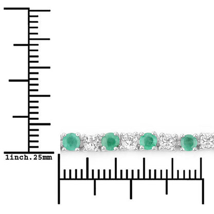 5.77 Carat Genuine Emerald and White Topaz .925 Sterling Silver Bracelet Bids.com