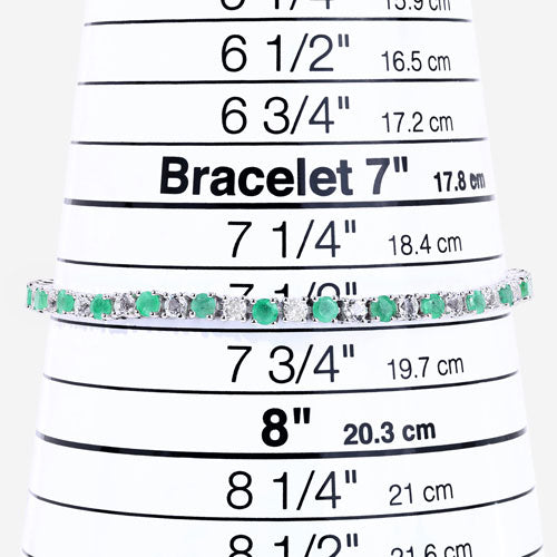 5.77 Carat Genuine Emerald and White Topaz .925 Sterling Silver Bracelet Bids.com