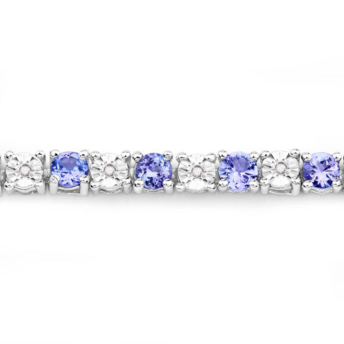 5.44 Carat Genuine Tanzanite and White Diamond .925 Sterling Silver Bracelet Bids.com