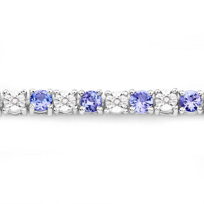 5.44 Carat Genuine Tanzanite and White Diamond .925 Sterling Silver Bracelet Bids.com
