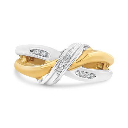 10K Yellow and White Gold 1/20 Cttw Round-Cut Diamond Bypass Ring (I2 Color, I-J Clarity) Bids.com