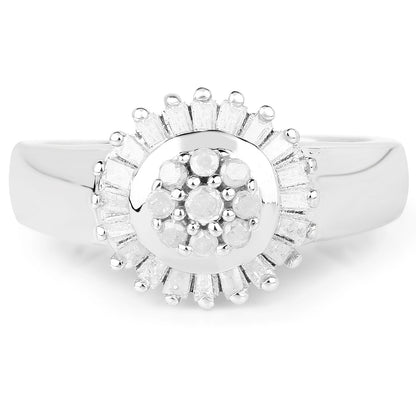 0.75 Carat Genuine White Diamond .925 Sterling Silver Ring Bids.com