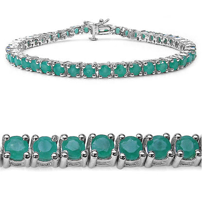 7.48 Carat Genuine Emerald .925 Sterling Silver Bracelet Bids.com