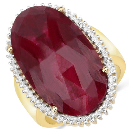 19.11 Carat Dyed Ruby and White Topaz .925 Sterling Silver Ring Bids.com