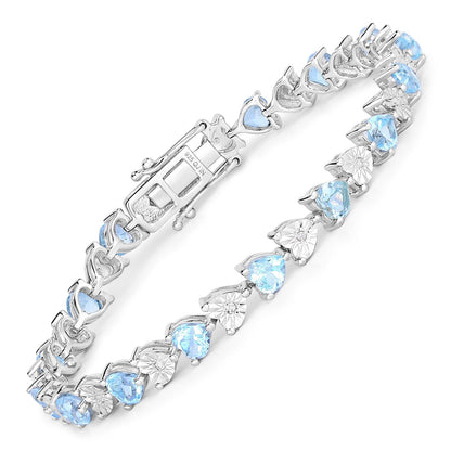 7.64 Carat Genuine Blue Topaz and White Diamond .925 Sterling Silver Bracelet Bids.com