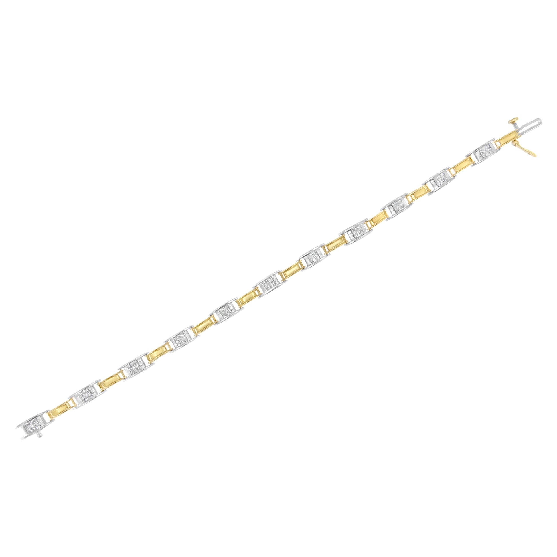 14K Two-Tone Gold 1.00 Cttw Princess-Cut Diamond Chain Link 7" Bracelet (H-I Color, SI1-SI2 Clarity) Bids.com