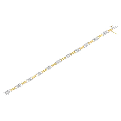 14K Two-Tone Gold 1.00 Cttw Princess-Cut Diamond Chain Link 7" Bracelet (H-I Color, SI1-SI2 Clarity) Bids.com